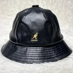 極美品☆KANGOL ベル型 バケットハット L 黒 金ロゴ 希少 ストリート