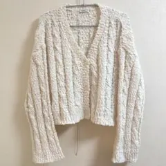 earth music&ecology アイボリー ケーブル編み カーディガン