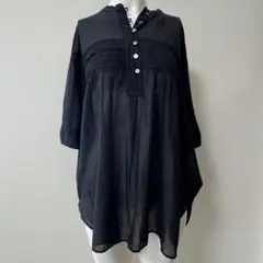 Munich ミューニック ワッシャープリーツシアーデニムVネックブラウス 
