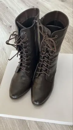 ダークブラウン 編み上げブーツ