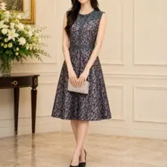René ルネ TISSUE ジャガード フレアワンピース フレンチスリーブ 170-402602260073_1.jpg