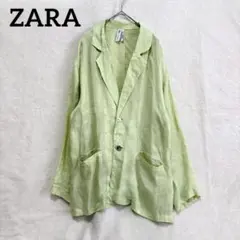 ZARA ザラ グリーン シアーテーラードジャケット XS 薄手 オーバーサイズ