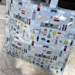 英国Harrods ビニール製 トートバッグ ロンドンデザイン 肩掛け