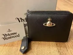 【新品同様】ヴィヴィアンウエストウッド２つ折りジッパー財布ミニウォレットジップ黒