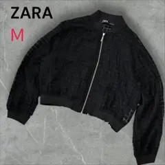 ZARA ザラ【美品】ブロックチェック シアー ブルゾン　 M　薄手
