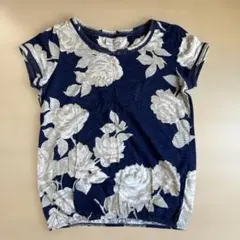 next My Essentials 花柄 半袖カットソー ネイビーのサムネイル
