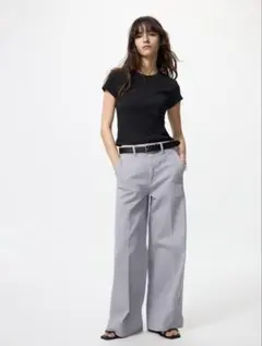 ワイドトラウザージーンズ　グレー　L