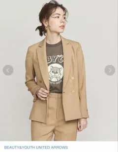 ユナイテッドアローズ テーラードジャケット ダブル 金ボタン キャメル ブレザー