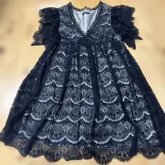 MAITRESSEレース 裏ゴールドサテンドレス ワンピースブラックM