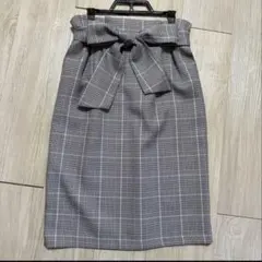 チェックスカート リボン
