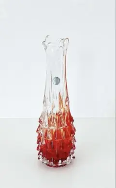 昭和レトロガラス　ミッドセンチュリー　花瓶　ビンテージ雑貨