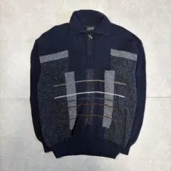 vintages ニット　セーター　イタリア製　ウール　アルパカ　ハーフジッパー