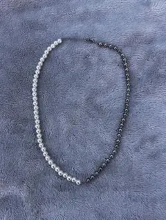 パール×メタリックネックレス男女兼用シルバー系アクセサリーチェーン定番小物用系品