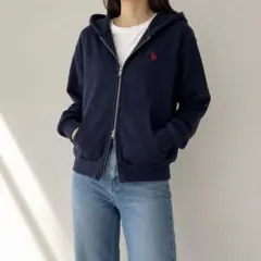 U.S.POLO ASSN. ダブルジップパーカー M 紺　レディースのサムネイル