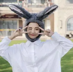 うさ耳 グレー 被り物 ウサギ帽子 値下げ⭕️