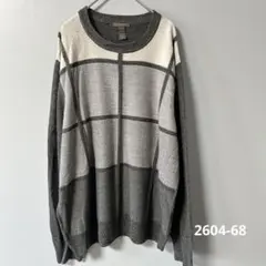 90s DOCKERS ドッカーズ 格子柄 ニット XL グレー オーバーサイズ