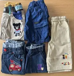 ミキハウス　ダブルビー　デニム　車の刺繍 男の子用　ハーフパンツおまとめ5着