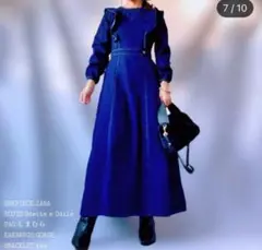 ZARA L インディゴブルー　デニム　ロングワンピース　マキシ