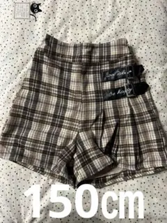 キッズ服　キュロット　茶色　チェック