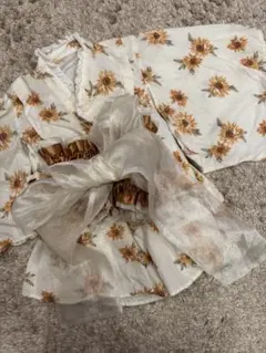 ひまわり柄 浴衣ドレス 半袖