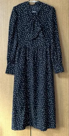 ドット柄 長袖 ワンピース