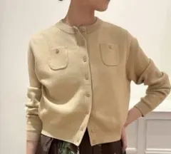 CABaN コットンカシミヤ クルーネックカーディガン ベージュ