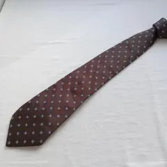 アクアスキュータム ネクタイ 茶色 小紋柄 花柄 絹100%【n4756】