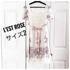 L'EST ROSE 花柄ストライプ　半袖　ワンピース　日本製