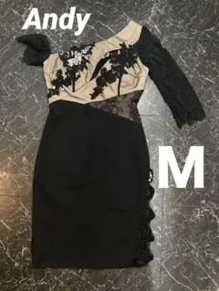 andy ベージュ ブラック タイトフィットドレス