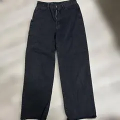 ダークブルー ワイドレッグデニムパンツ
