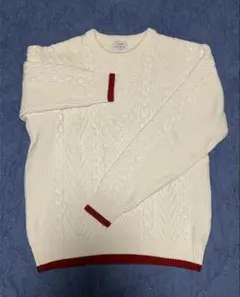 【良品】coen アイボリー ケーブルニット メンズMサイズ