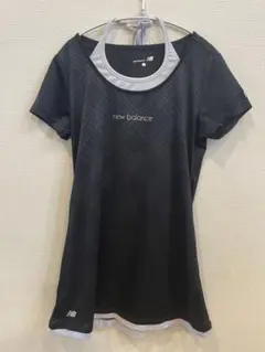 【美品】new balance テニスウェア 半袖 ブラック　Lサイズ