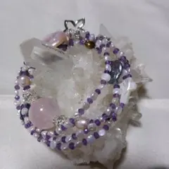 パール　アメジスト 3連ブレスレット(ネックレス、チョーカー可能)