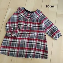 無印良品☆チェック柄☆長袖ワンピース 90cm