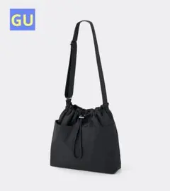 GU ナイロンドローストリングショルダーバッグ　ブラックのサムネイル
