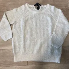アイボリー リブ編み 長袖セーター earth music&ecology