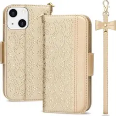 早い者勝ち♥iPhone ケース 手帳型 6.1インチ対応 カバー(ゴールド)