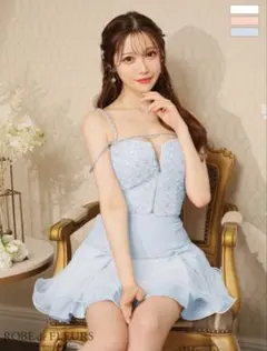 ROBE de FLEURS ライトブルー　キャバドレス