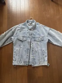 ダメージ加工 ライトブルーデニムジャケット Mサイズ