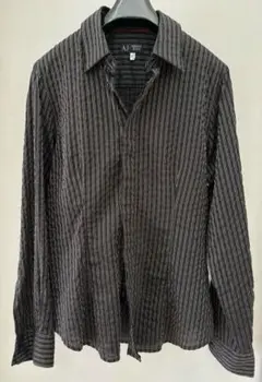 ARMANI JEANS アルマーニ ストライプ 長袖シャツ ブラック Sサイズ