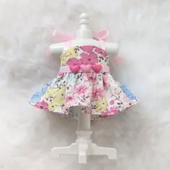 ミニチュアドール ハンドメイド 女の子 服 ワンピース 花柄 ハート