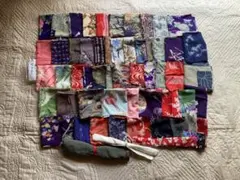 パッチワーク用　古布のはぎれ　約280枚　藍染、ちりめん、つむぎなど