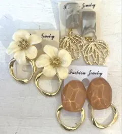 3点セット　622 ハンドメイド　樹脂　金属　ピアス　イヤリング　まとめ売り