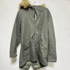 back numberファー付きオリーブグリーンモッズコート