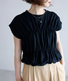【新品・タグ付】ギャザーカットTシャツ/BONJOUR SAGAN