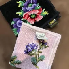 FELLER 花柄ハンカチセット 黒 ピンク