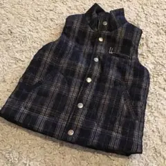 子供服￼ネイビー系チェック ダウンベスト 110cm