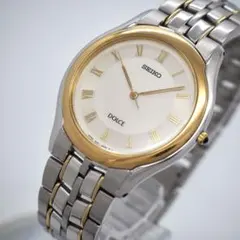 414 稼働【美品】SEIKO 時計　Dolce メンズ　コンビ　ゴールド　丸型