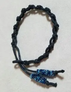 ビーズ織パーツ付きブレスレット(青)