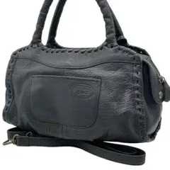 IBIZA/イビザ レザー 2way ハンドバッグ ショルダーバッグ ブラック